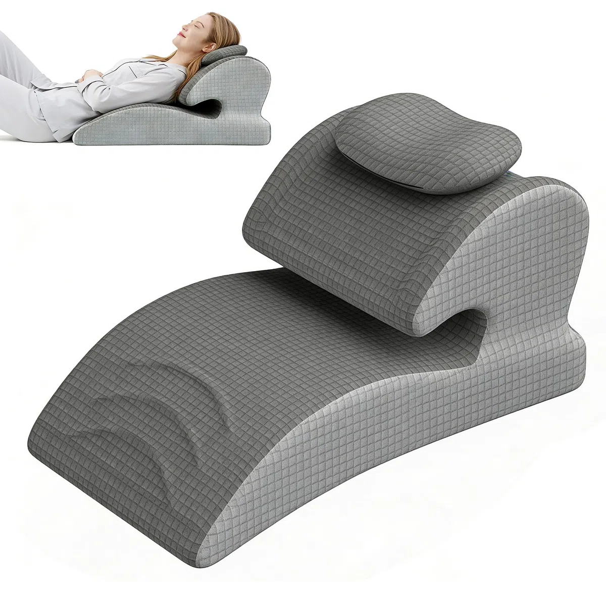 JAOGAUS Cojín en cuña de Espuma viscoelástica para Cama y sofá, cojín ergonómico con Soporte de Cabeza Desmontable, cojín Inclinado para Espalda, Cuello y piernas, Ideal para Leer y Relajarse