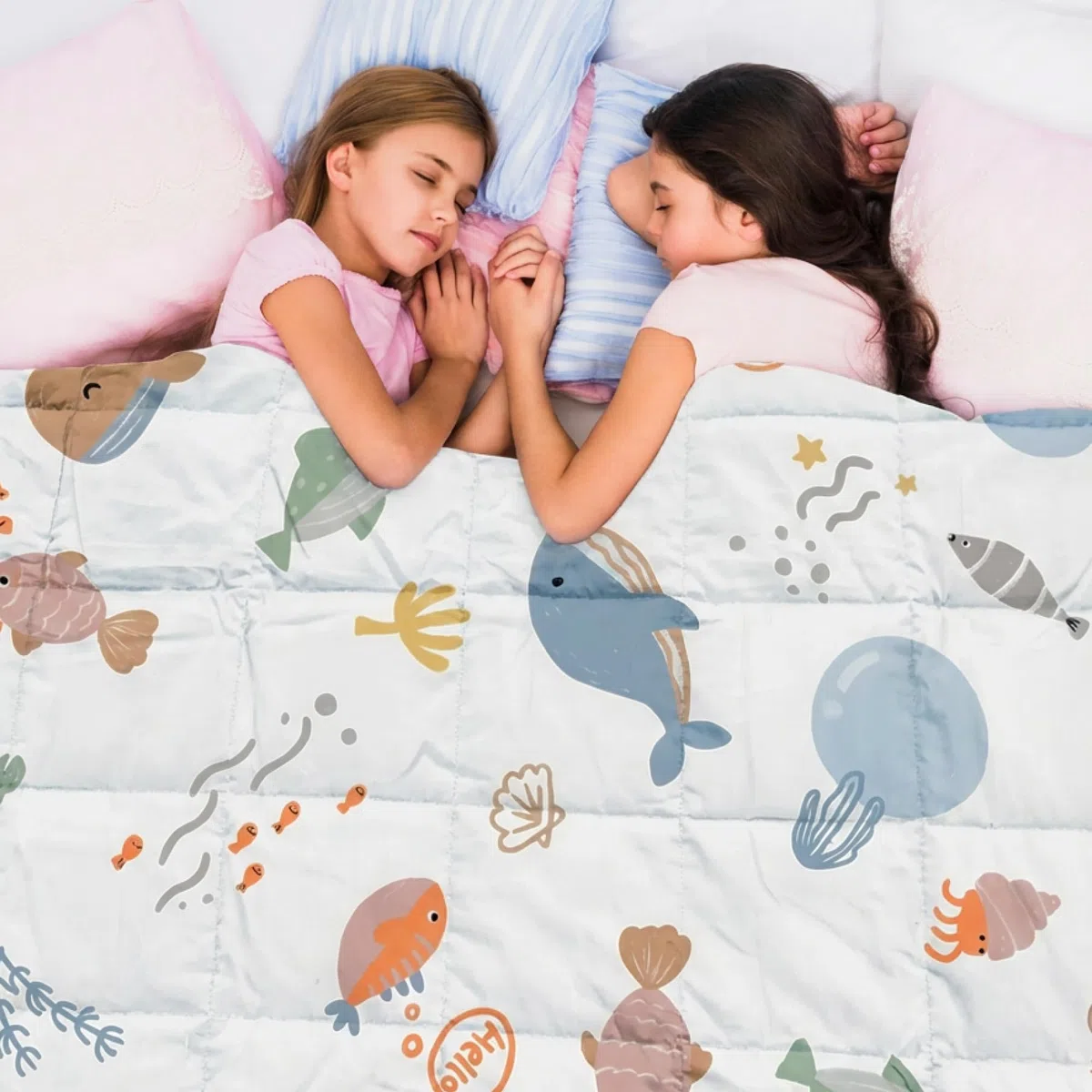 Dailydream Manta Pesada para niños, 90 x 120 cm, 2,5 kg, diseño de Espacio, de algodón 100%, Relleno de Perlas de Cristal, Manta terapéutica para Peso Corporal 20-35 kg