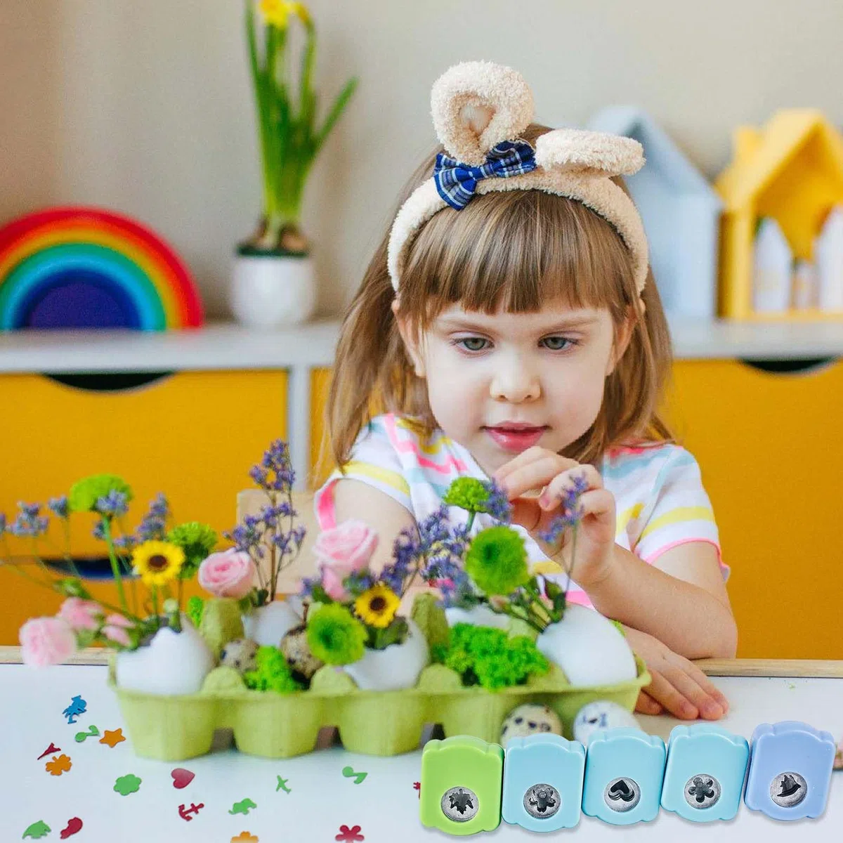 BAIFULAI Perforadora y troqueladora infantil, 14 unidades, estable para manualidades