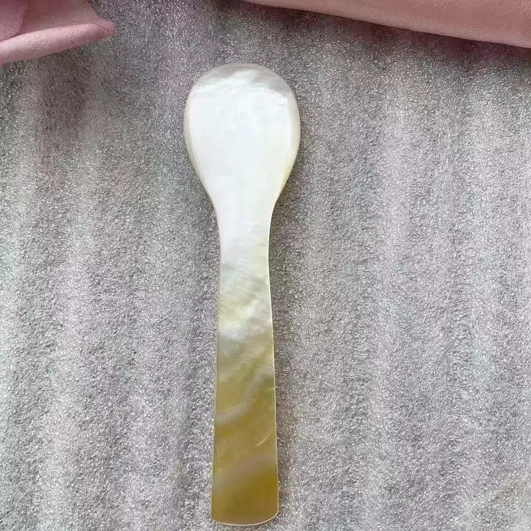 DUEBEL Juego de 6 Cucharas MOP Brillantes de Nácar de 7.5 cm para Caviar, Huevo y Helado (Brillantes)