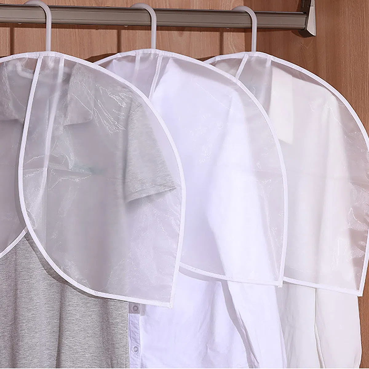 Paquete de 10 Fundas de Hombro Transparentes, Protectores Antipolvo y Transpirables para Ropa, Almacenamiento de Trajes, Abrigos, Chaquetas y Vestidos, 60 x 44