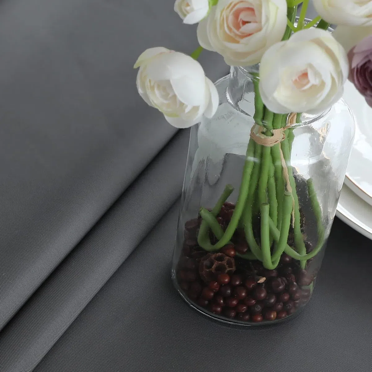 LivinEase Mantel 140 x 300 cm - Carbón Mantel Rectangular de Mezcla de algodón de 250 g/m² para Mesa de 8 a 12 Personas - Elegante Mantel drapeado para la Mesa navideña