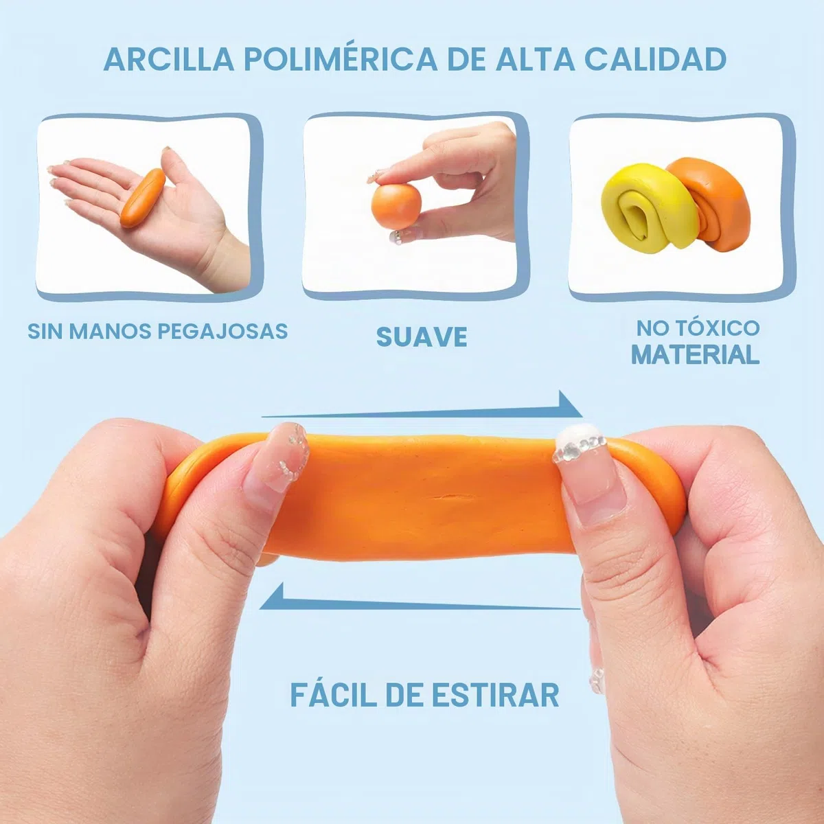 Arcilla Polimérica, Kit de Arcilla de 60 Colores, Masa Artesanal Polimérica, Polimérica Modelado de Material, Pasta de Colores Apta para Bricolaje