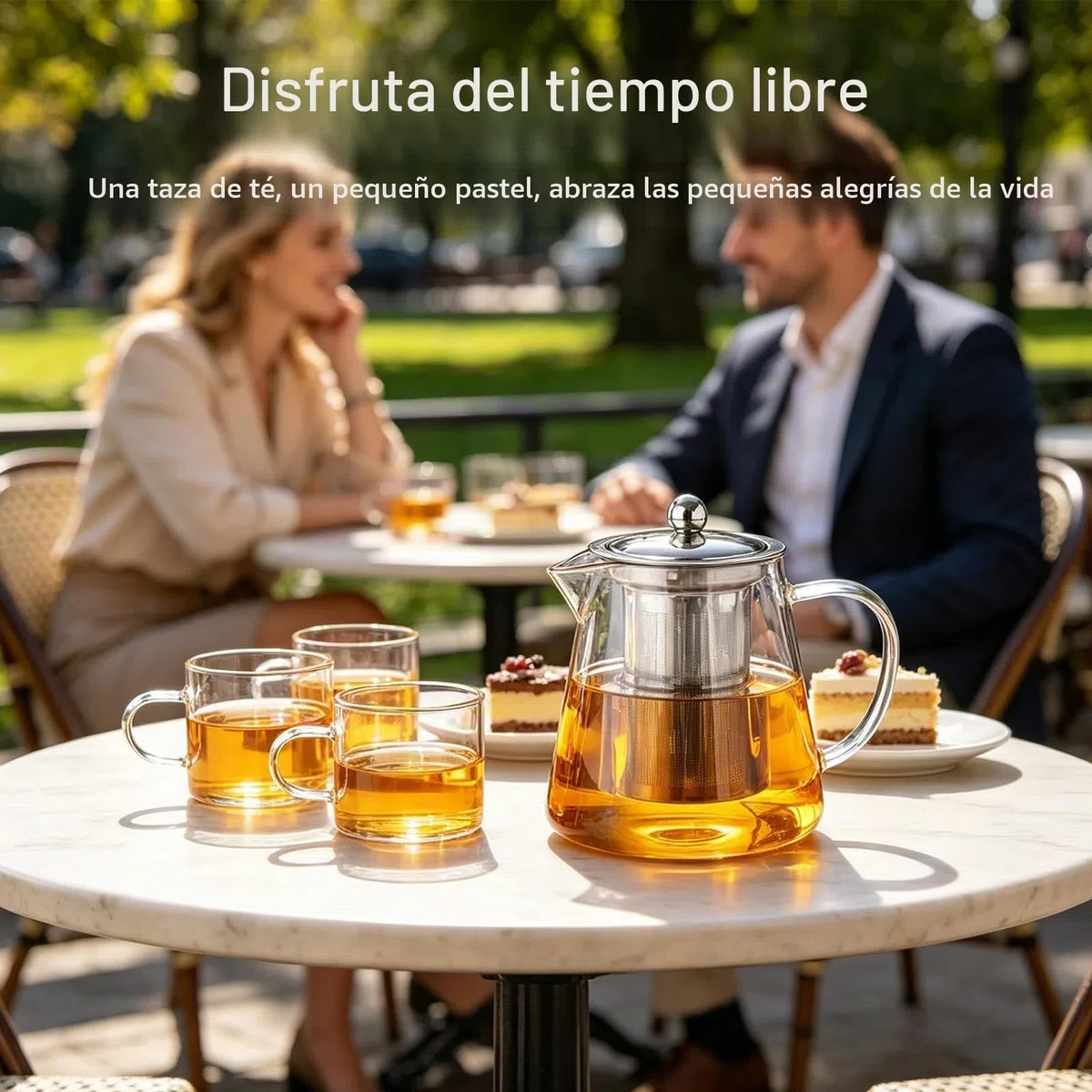 [Estilo De Actualización] Tetera De Cristal con Colador, Té de Vidrio De Borosilicato con Colador, Transparente Para Té Suelto, Apta Para Iavavajillas 550 ml