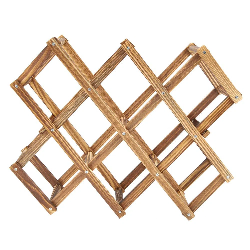 Botellero Plegable de Madera para 10 Botellas de Vino y Cerveza, Soporte Decorativo para Bar