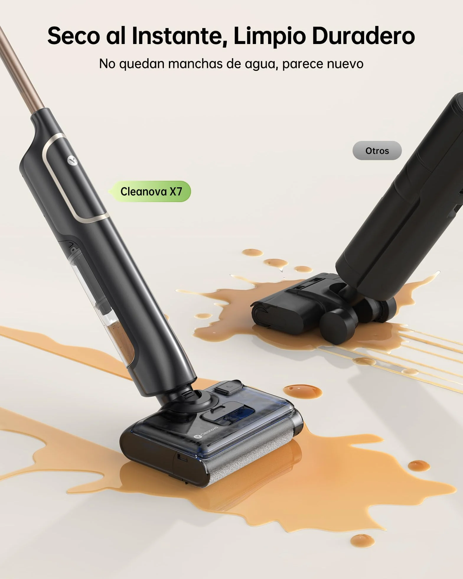 Vexilar X7 Aspiradora Fregadora sin Cable 20KPa, Aspiradora en Seco y Húmedo,Aspira y Friega,Autolimpieza,Diseño Reclinable de 180°, Autonomía 40Min, Fregona Electrica para Polvo/Residuos/Partículas