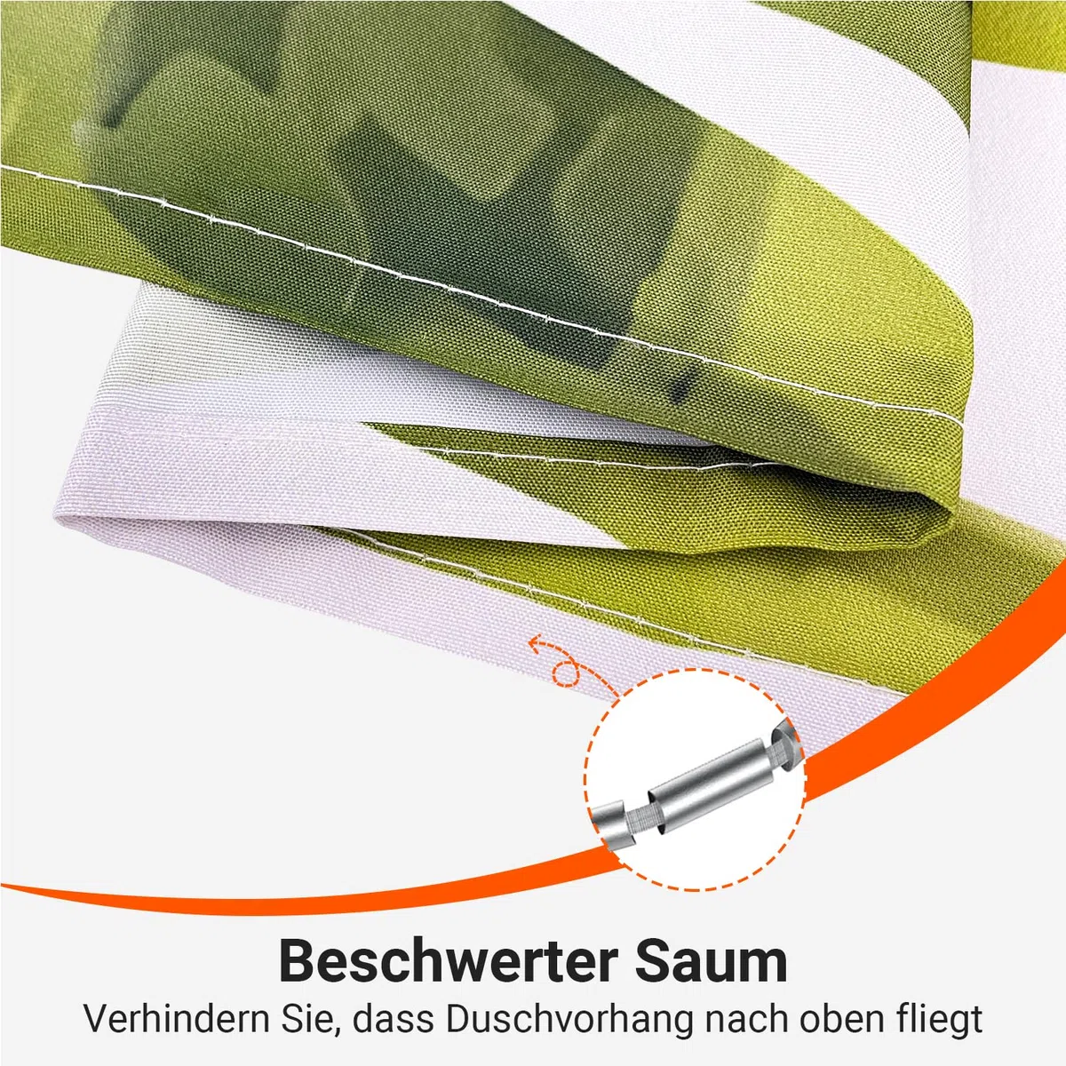 Lerores Cortina de ducha de 160 x 160 cm, diseño de hojas, dobladillo con peso, tela antimoho, impermeable, lavable, tela de poliéster, cortinas de baño con 12 ojales y anillos de cortina de ducha