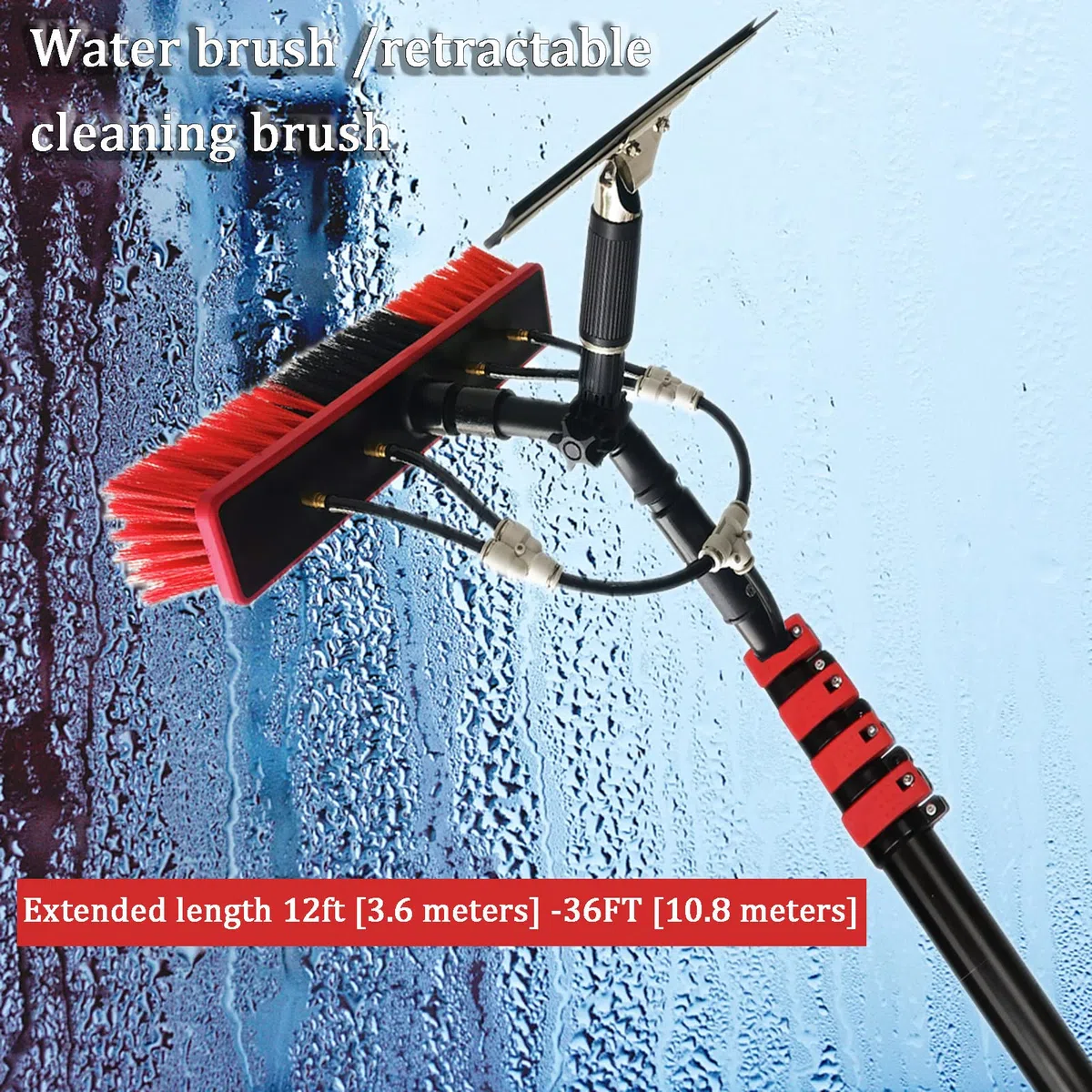 Kit profesional de limpieza de ventanas, poste de 3,6 m con cepillo para paneles solares y fotovoltaicos, ideal para limpiar 3-10 m de alto, solución de limpieza definitiva.