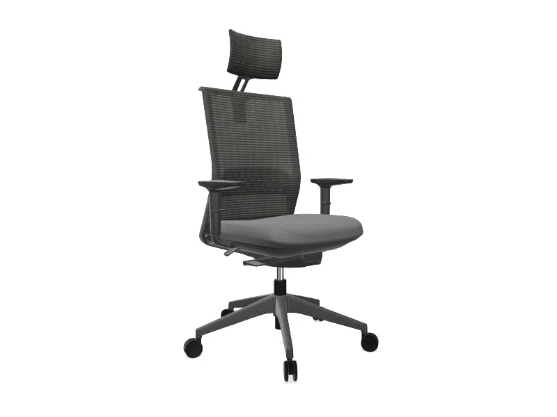 Silla ergonómica profesional Actiu Stay respaldo malla Space Gray, Silla escritorio Sistema Syncro auto, Sistema traslación horizontal Gris Negro