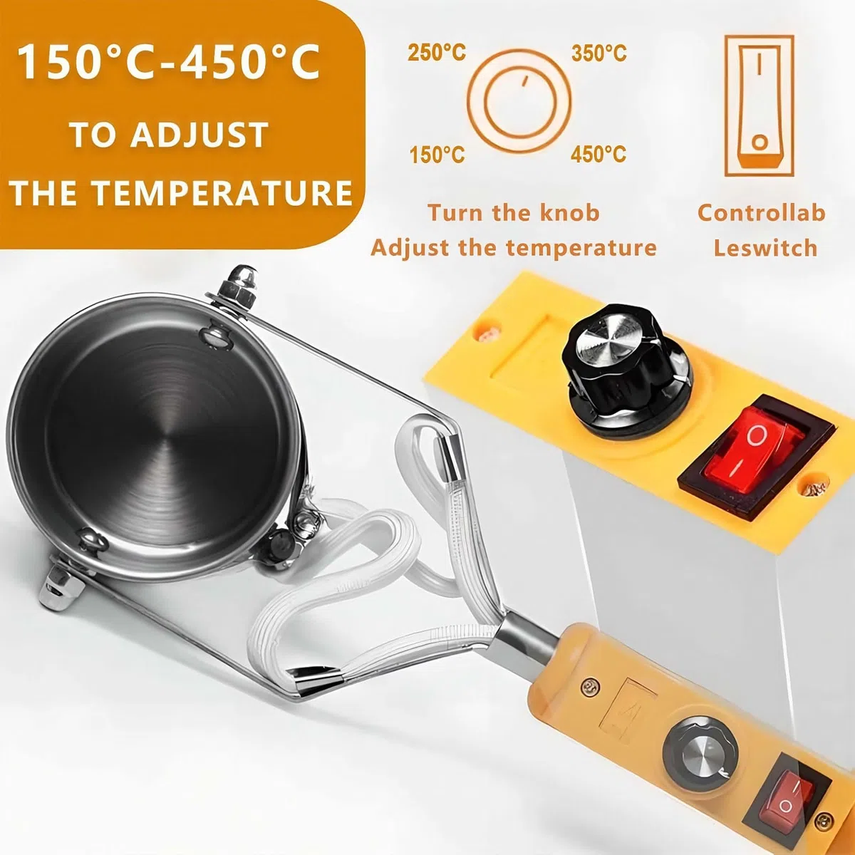 Horno de fundición digital de alta resistencia: ajustable a 150-450 °C, horno de fusión eléctrico de 200 W-500 W, para talleres de bricolaje de joyería de fundición de metales 500W