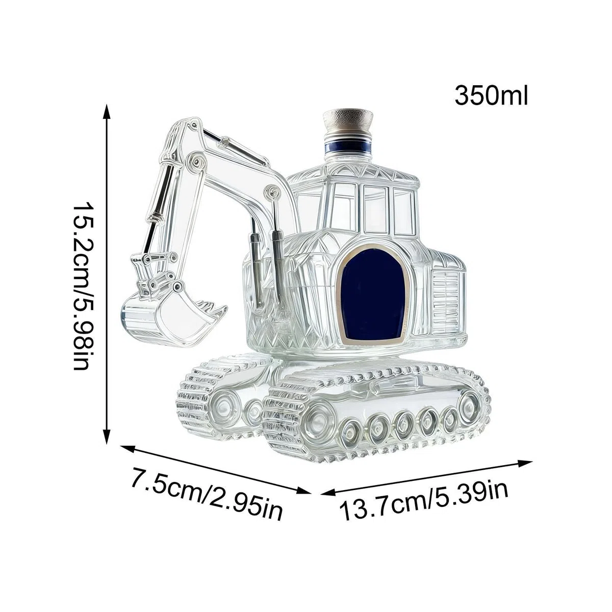 Decantador de whisky en forma de excavadora con vertedor | Decantador de escultura para licores - para Home Bar, regalo para hombre, papá, cumpleaños, boda, inauguración de casa
