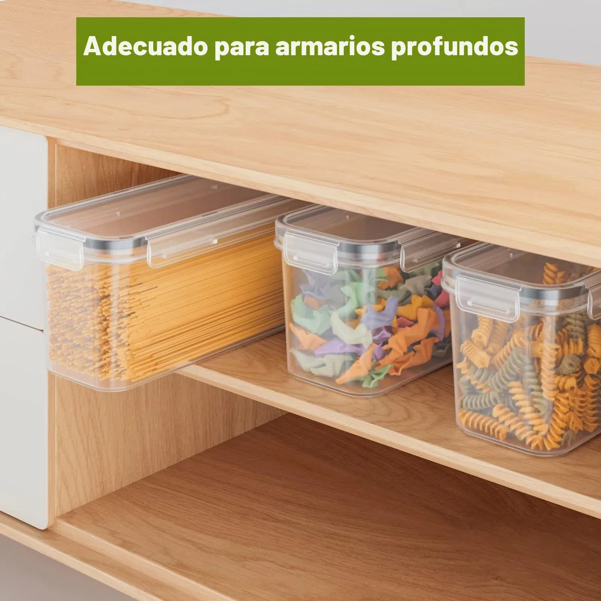 Withosent Juego de 6 recipientes herméticos para cocina, con tapa de plástico, 2,3 L, para almacenar pastas, pasta, para pastas, cereales (2,3 L, 1,6 L)