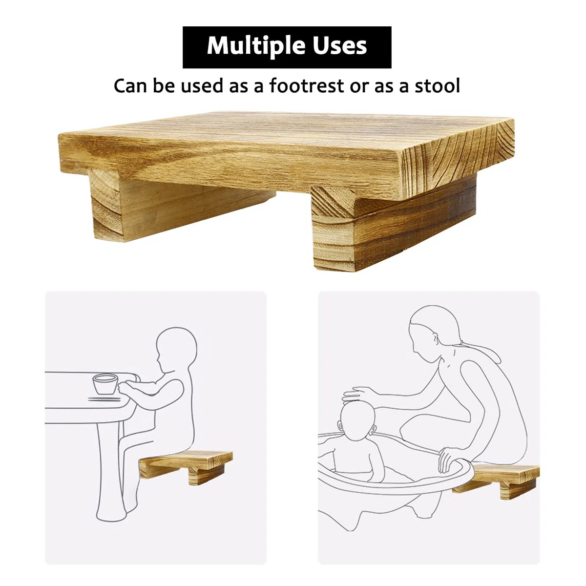 MINGZHE Taburete de Madera con Escalón, Antideslizante y Resistente para Cama, Taburete de un Solo Escalón (#1)