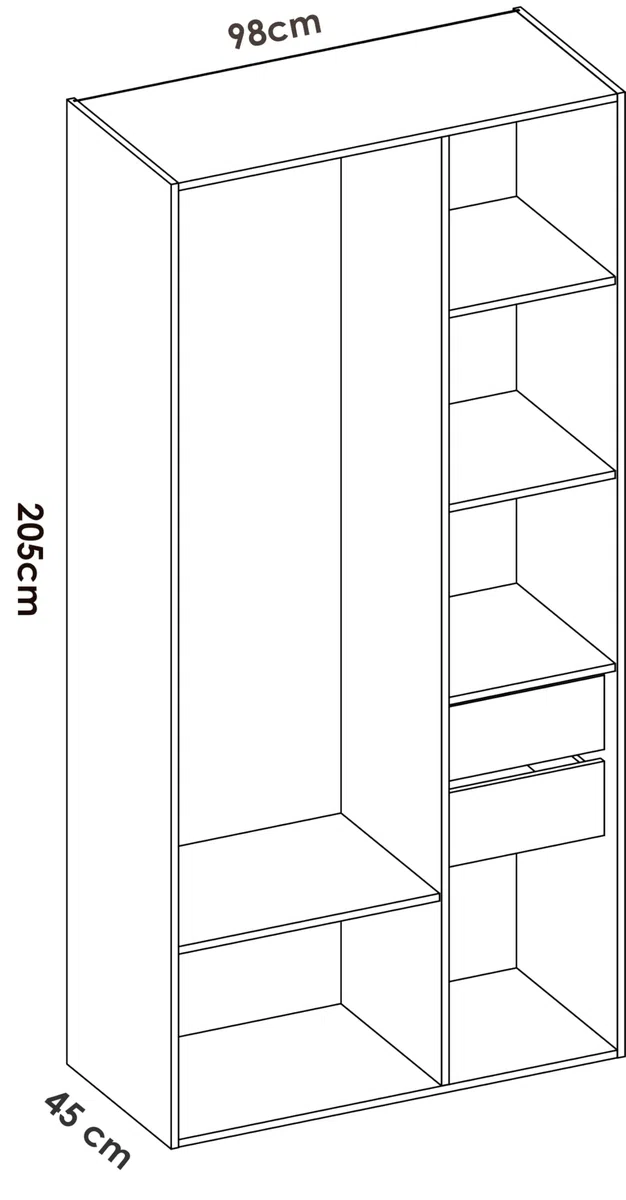 DEKIT GRUPO RIMOBEL SUIT - Armario-vestidor con dos cajones y con trasera reversible - BLANCO/NATURAL - 205 x 98 x 45