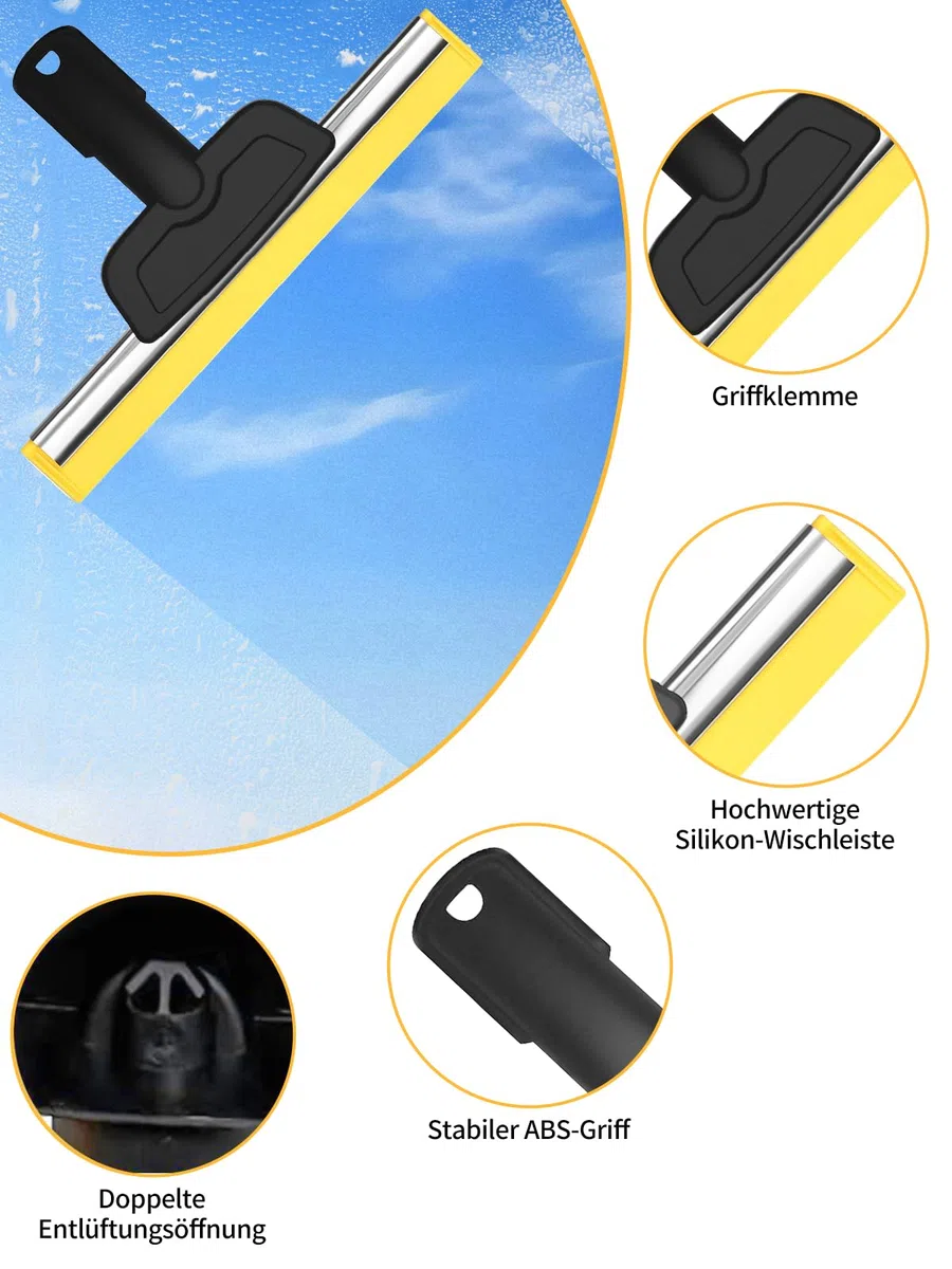 Buse pour vitres pour nettoyeur vapeur avec kit de chiffons microfibres, accessoire pour vitres pour SC1/ SC2/ SC3/ SC4/ SC5/ CTK10/20 EasyFix Deluxe, nettoyage du verre