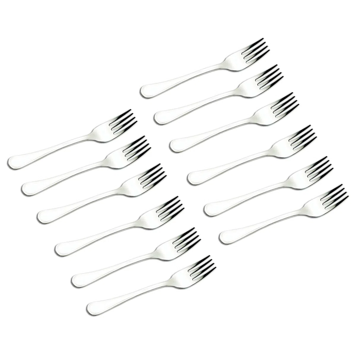 Tradineur - Pack de 12 Tenedores Lunch de Acero Inoxidable, Cubiertos clásicos para Postre, Tarta, Helado, Aptos para lavavajillas - 14,5 cm