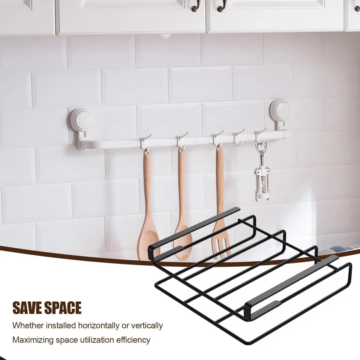 Organizador de tablas de cortar, soporte para tablas de cortar para debajo del armario, estante de almacenamiento para bandejas de horno, durabilidad y estabilidad bajo el estante para tablas de