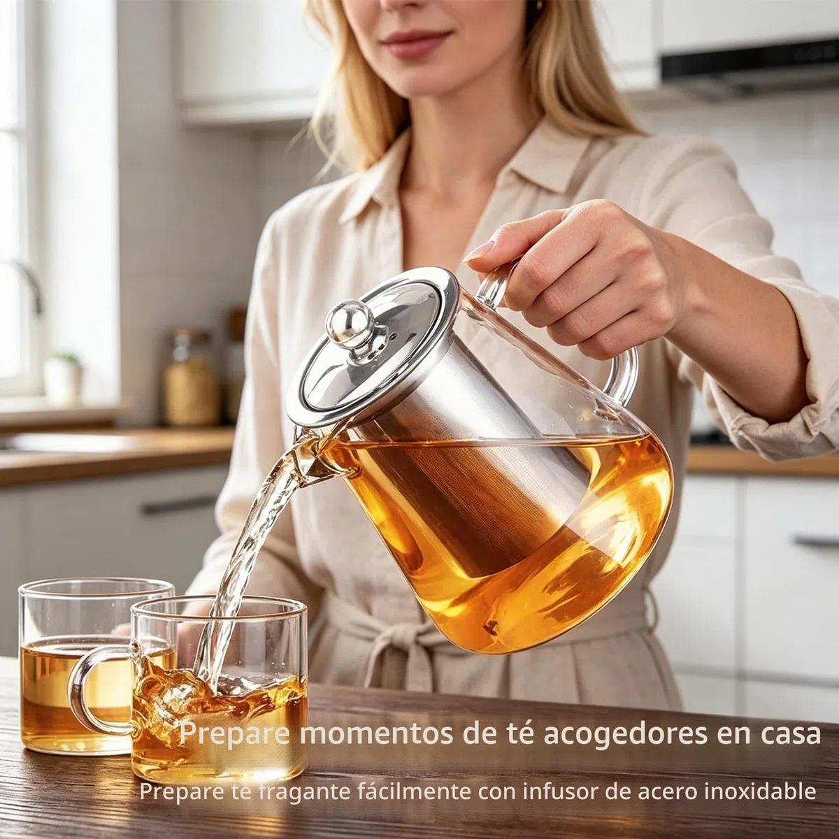 [Estilo De Actualización] Tetera De Cristal con Colador, Té de Vidrio De Borosilicato con Colador, Transparente Para Té Suelto, Apta Para Iavavajillas 550 ml