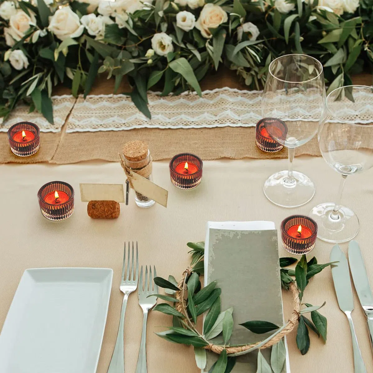 Juego de 12 portavelas redondos, ideal para velas de té, velas y como contenedores, portavelas para regalo, aromaterapia, boda, fiesta, decoración, accesorios para el hogar (marrón latte)