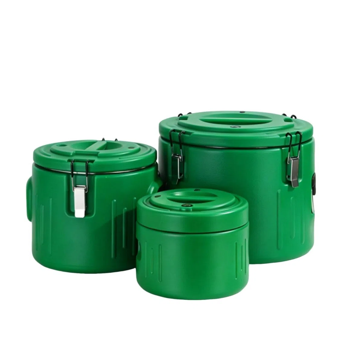 3 Piezas Cubeta Térmica Recipientes de Almacenaje Barril Isotérmico Aislante con Asa Ergonómica Adecuado para Almacenar Sopa Bebida Comida, Verde, Verde, Juego De 3 Piezas 5L/10L/30L