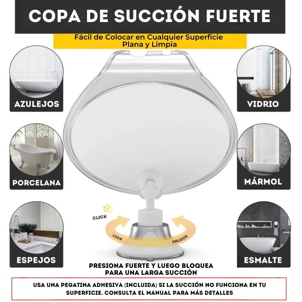 HONEYBULL Espejo de Afeitar Antivaho para Ducha con Ventosa Fuerte y Soporte para Navaja – Espejo de Baño para Afeitado y Cuidado Facial, Resistente al Vapor, Ideal para Hombre y Mujer, Blanco
