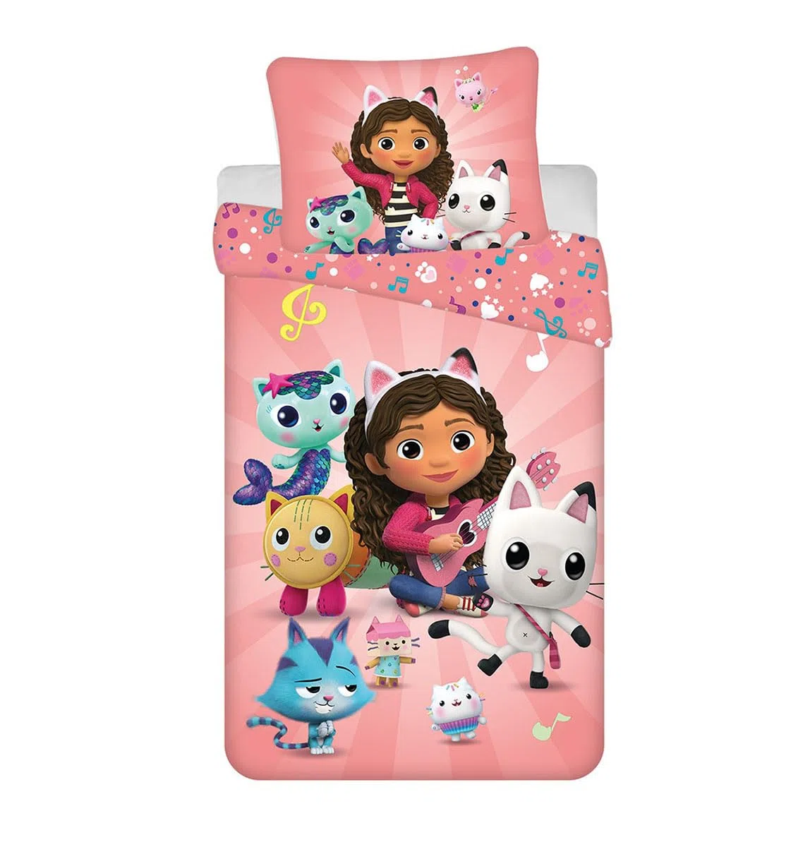 Gabby Casa Muñecas Funda Nórdica Cama 90 140x200 + Funda Almohada 65x65 | Ropa de cama reversible | Algodón natural transpirable | Licencia oficial | Niña | Regalo | Lavable a máquina