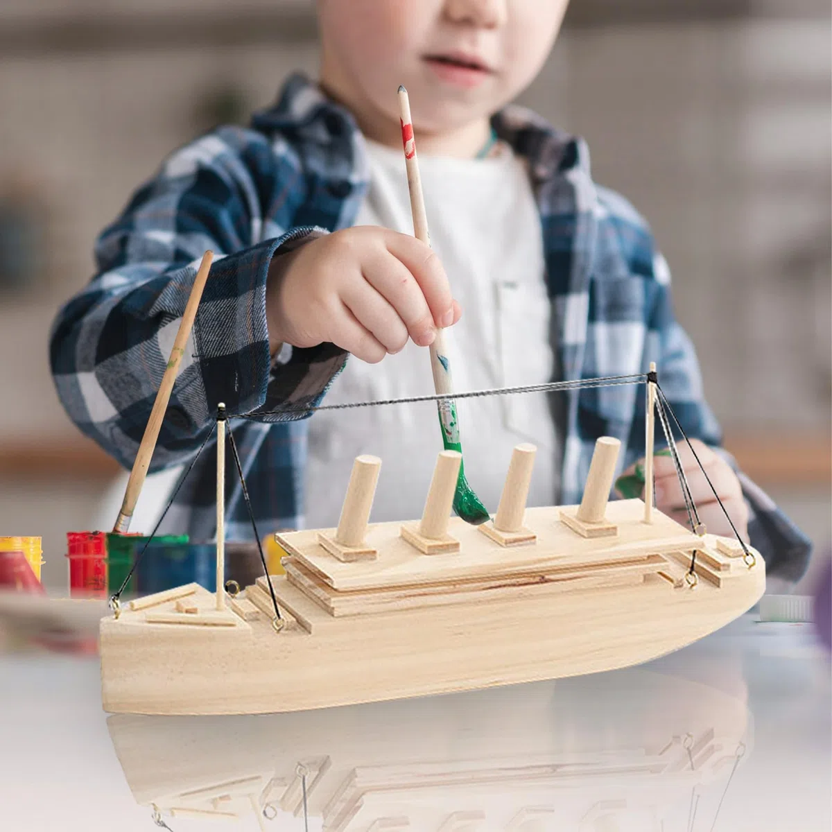 El Mercader del Mar Kit Titanic para niños, montaje de barco Titanic, manualidades niños, maqueta para montar facil, barco para pintar, incluye pinturas