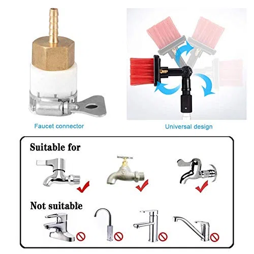Teles Kit de cepillo para limpiar ventanas, limpiador de paneles solares giratorio con suministro de agua, ideal para paneles fotovoltaicos y uso doméstico, herramienta de limpieza eficiente