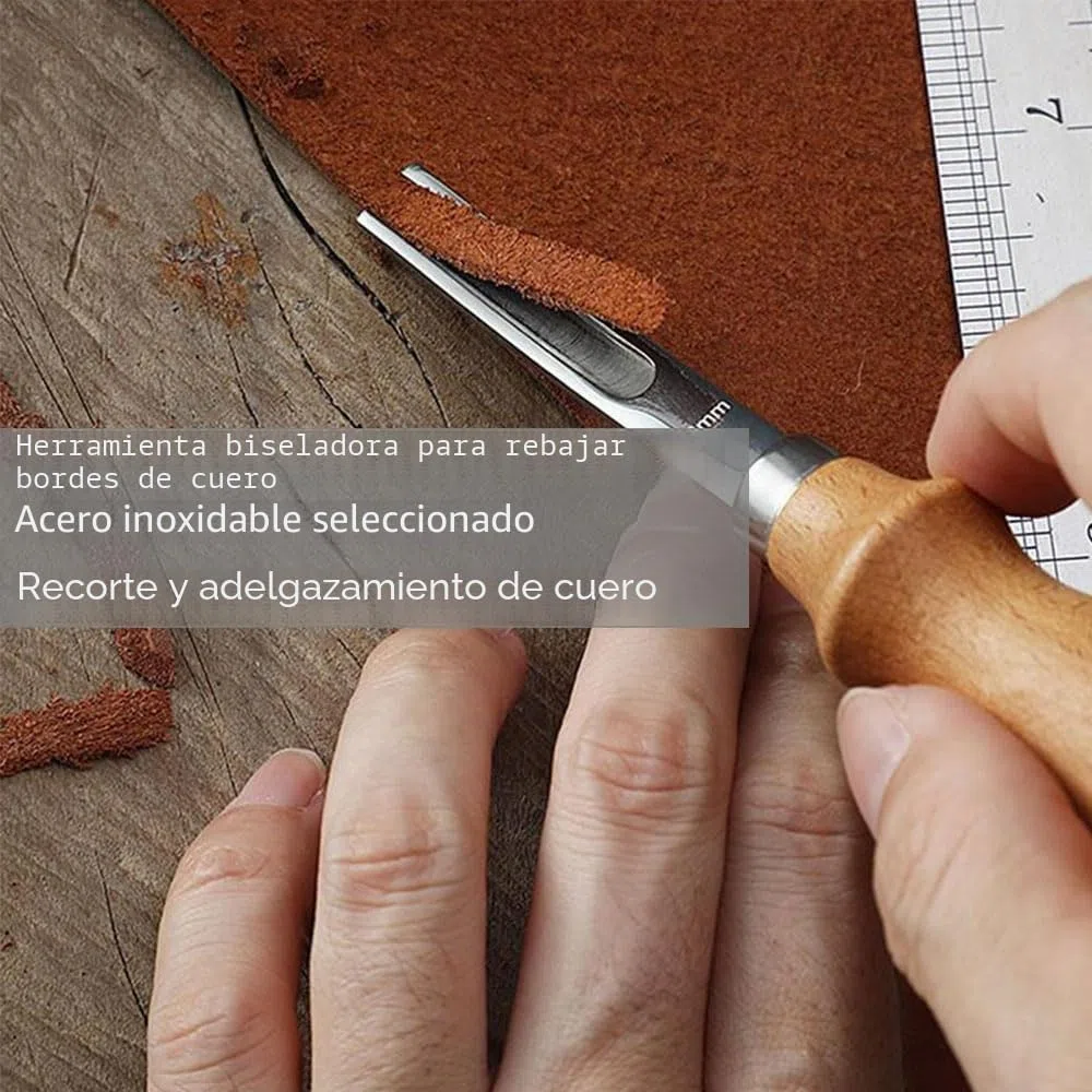 4 cuchillos de piel para paraer, herramienta de cuero con mango de madera, 4 mm, 6 mm, 8 mm, 10 mm, herramientas para reparar los bordes de la piel para trabajar el cuero para biselar cortar y marcar
