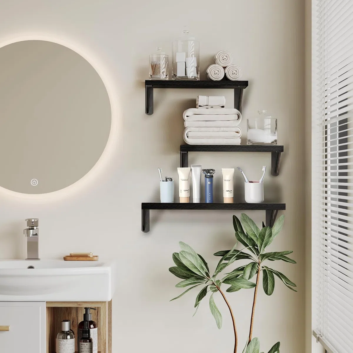 ZVZM Estanteria de Pared Madera, Baldas Flotantes Pared, 3 Niveles Repisas Estante de Pared, Estantería Pared, Estantes Flotantes, Decoración Pared Salon, Dormitorio, Baño, Cocina