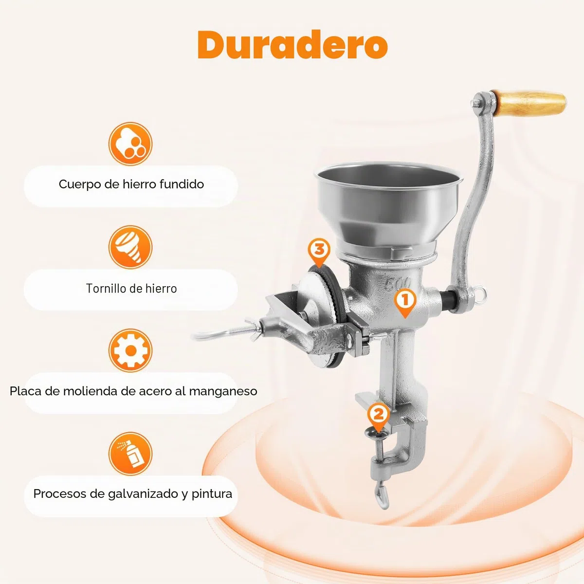 Molino manual para cereales, molinillo manual de hierro fundido, para nueces, café, cereales, semillas, especias