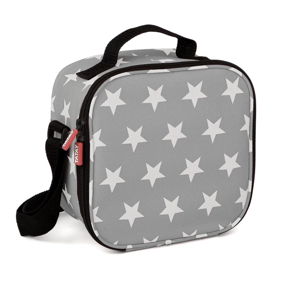 Tatay Bolsa Termica Porta Alimentos Impermeable - Urban Food Casual 3L | 4 Fiambreras: 2x0,5L + 2x0,2L | Triple Capa Aislante | Cuerpo Semirrígido | Bolsillo Interior | 22,5x10x22cm, Estrellas Gris