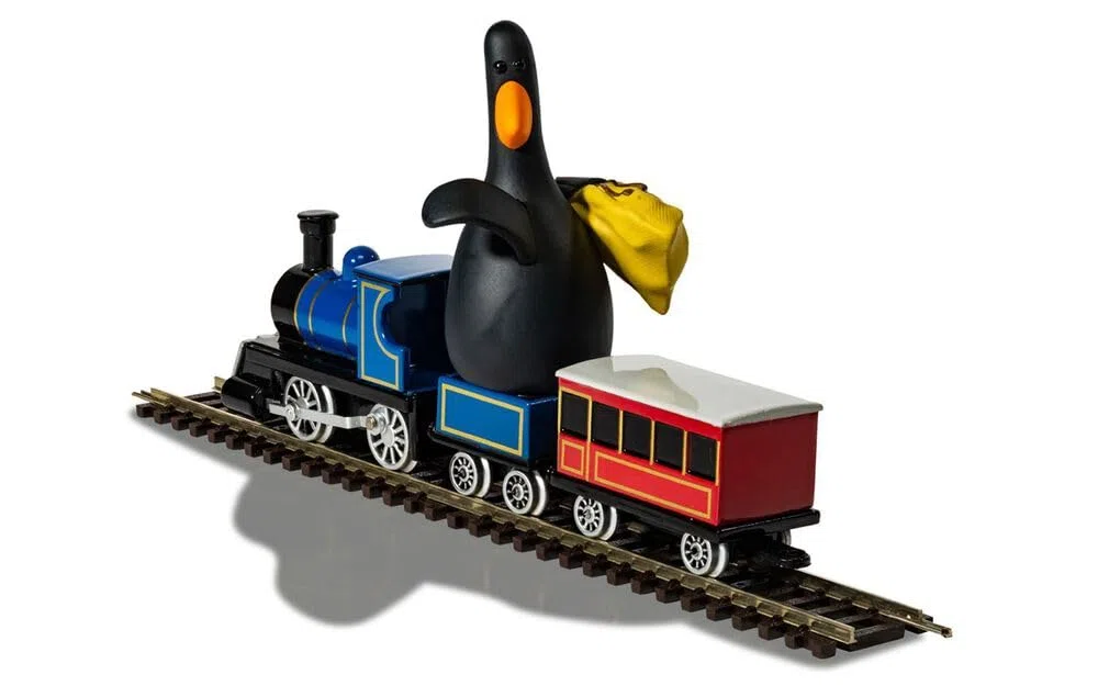 Corgi Diecast Train Toy - CC80602 Wallace & Gromit - The Wrong Pants - Feathers Mcgraw & Locomotive, Regalos de Tren para Hombres, Mujeres y niños, Modelos de Trenes fundidos a presión