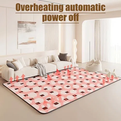 Alfombra grande de grafeno con calefacción eléctrica, control de temperatura, marroquí, para sala de estar, dormitorio, cocina, oficina, calor de bajo consumo