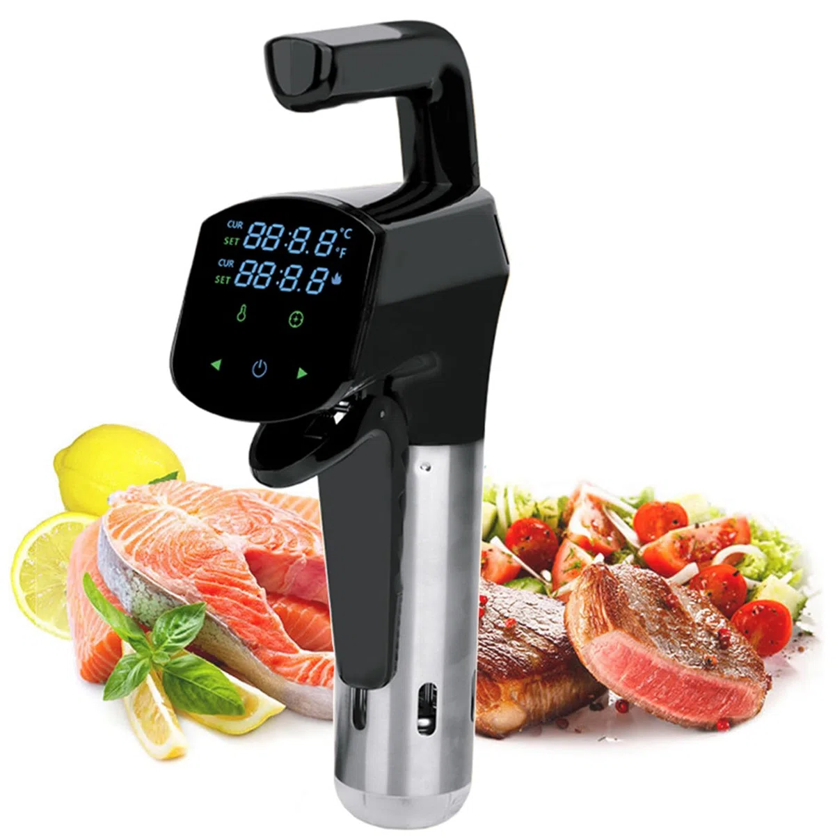 XoTiq Máquina Sous Vide, Cocina Sous Vide 1800W con Abrazadera Ajustable y Pantalla Digital LED, Circulador de Inmersión Térmica Impermeable IPX7, Control Preciso de Temperatura y Temporizador Acero