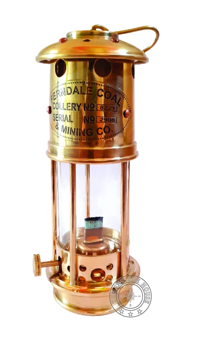 Lámpara de minero de latón 100% funcional, 17,78 cm, antiguo, barco, barco, aceite, farol para decoración del hogar, regalo