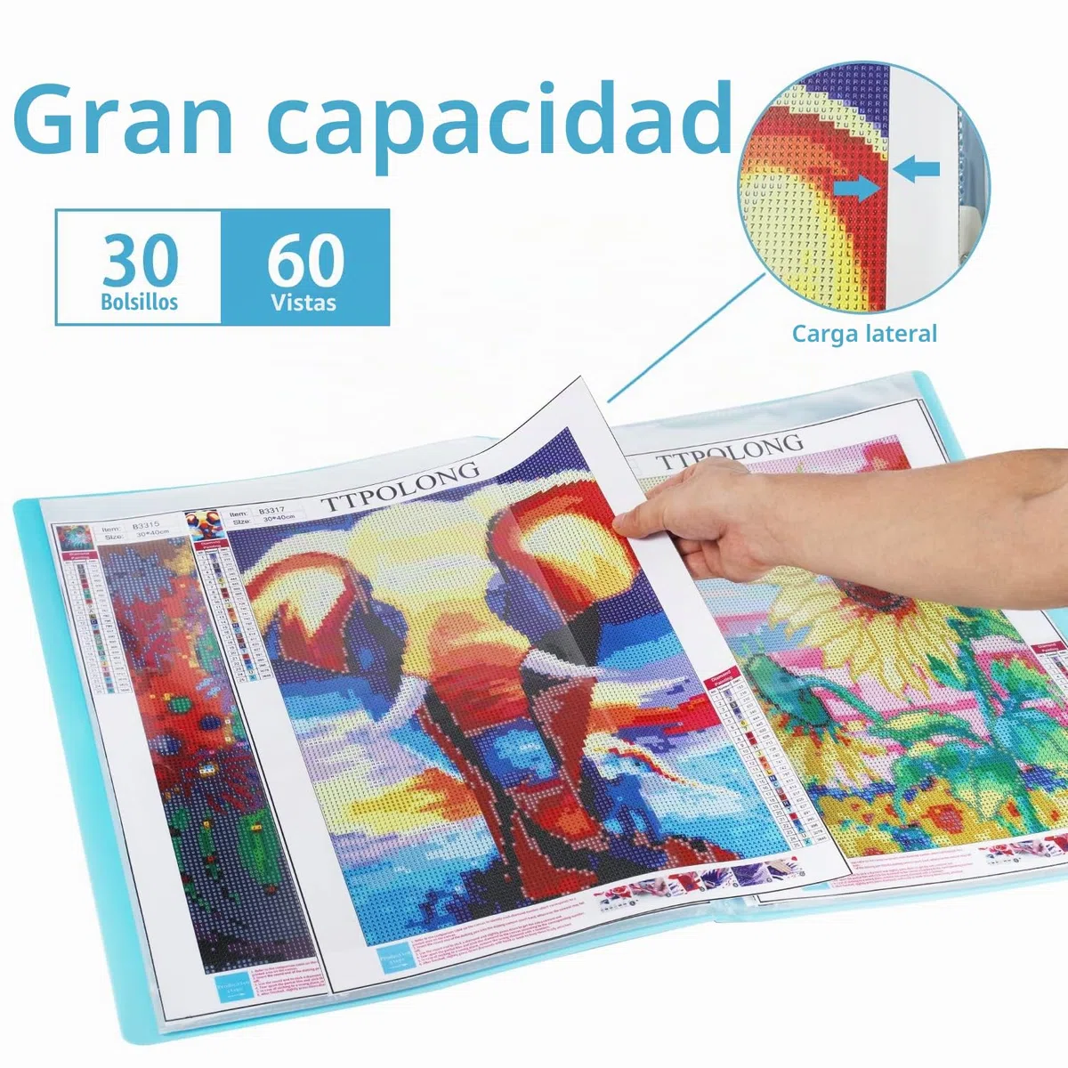 A3 Carpeta para Pintura de Diamantes 5D con Asa, 30 Páginas (42,5 x 30,5 cm)