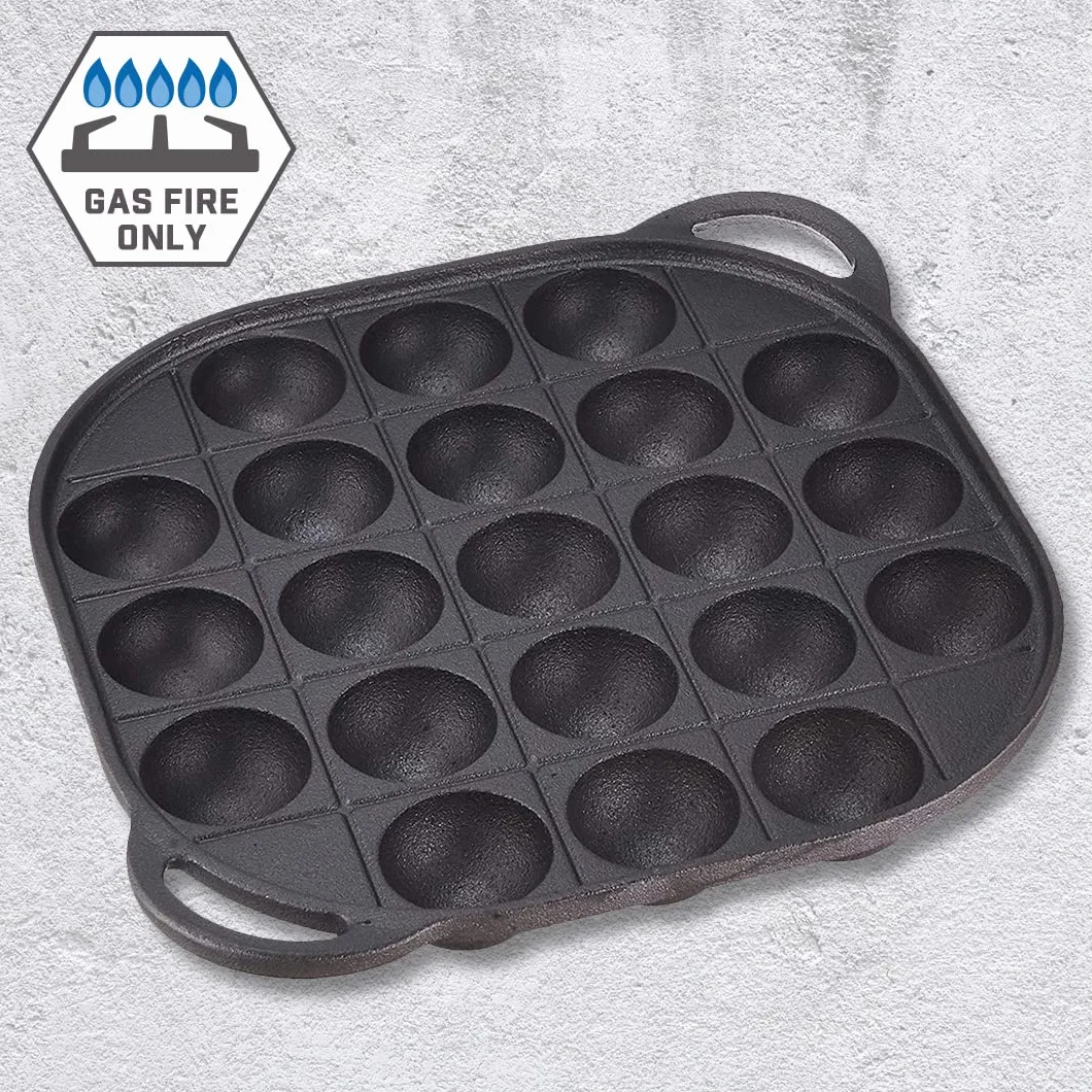 TIKUSAN Takoyaki Sartén de hierro fundido Takoyaki para hacer moldes de bolas de carne de pulpo japonés (21 moldes)