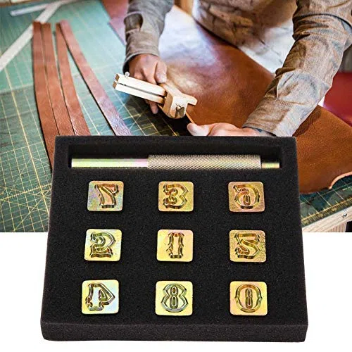 Estink Juego de Sellos Metálicos para Grabado en Cuero, Números 0-8, 13 mm, Herramientas de Artesanía