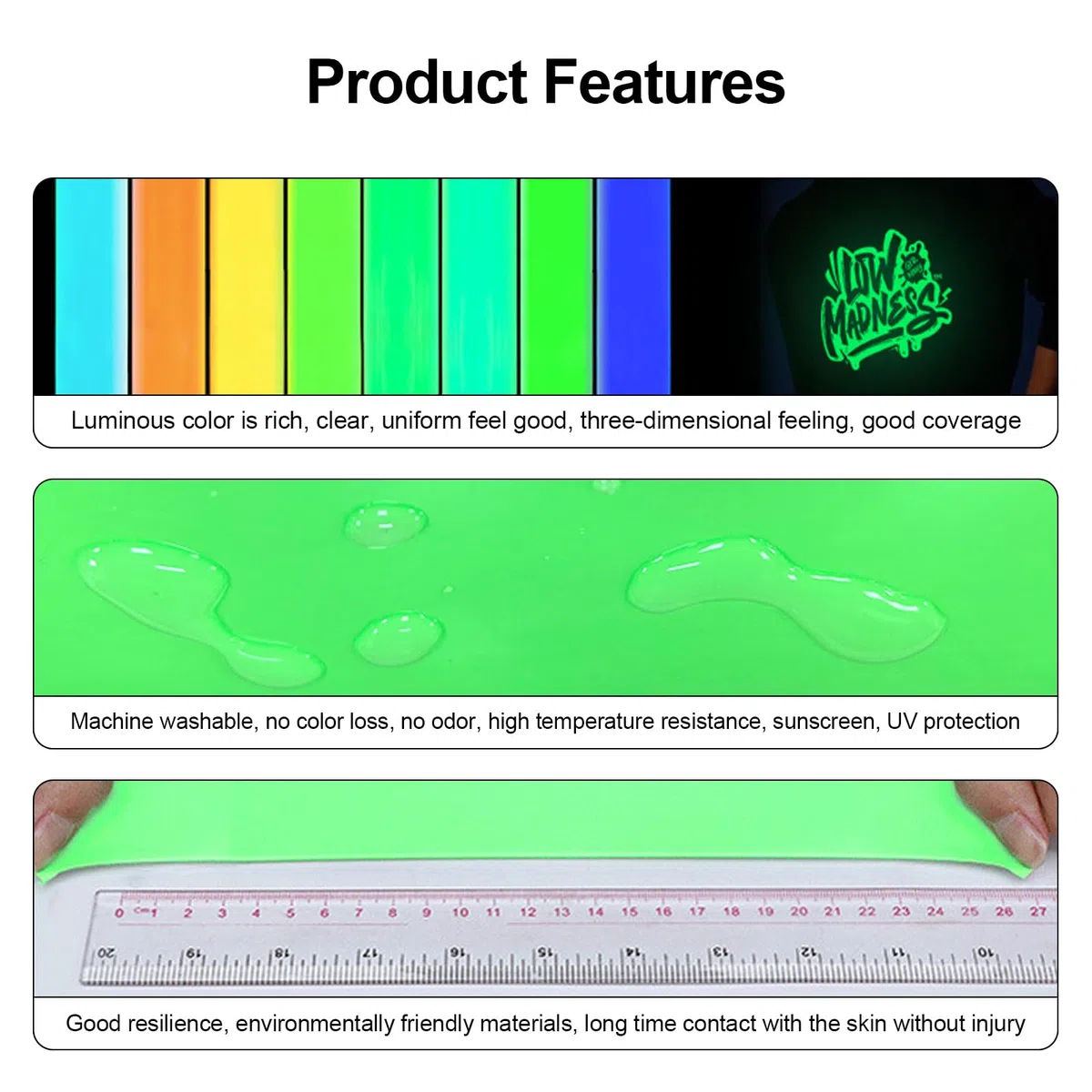 Juego de 8 láminas de planchado luminiscentes, láminas de plóter de alta calidad para textiles, lámina fluorescente, lámina de vinilo suave y elástica, para camisetas, gorras, bolsos y más