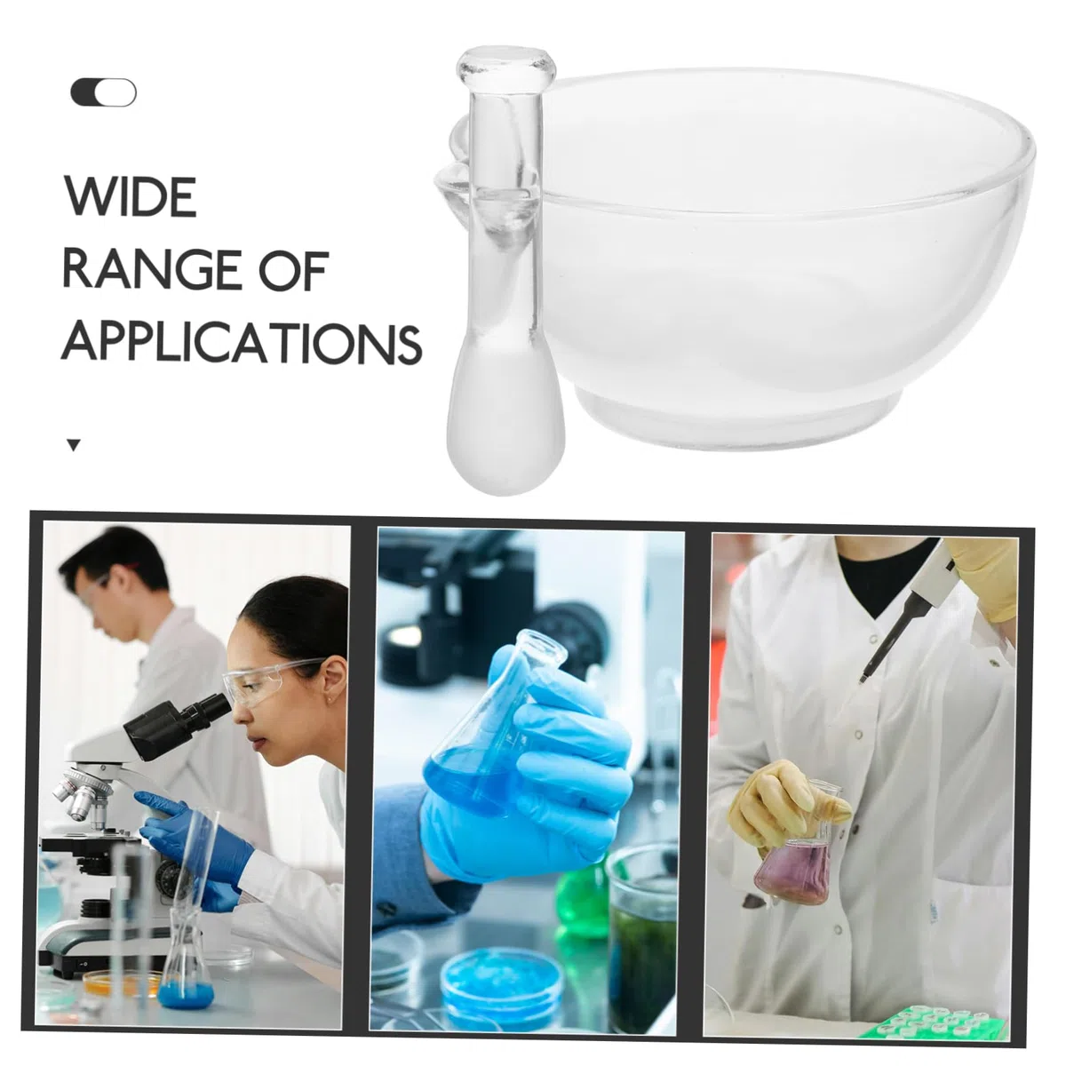 Juego De Mortero y Cuenco De Vidrio 150 Mm Con Pistilo Antideslizante Para Laboratorio y Cocina, Mortero Resistente Para Moler y Mezclar Medicamentos y Especias