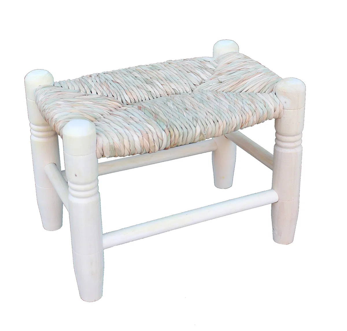 Taburete Bajo Pequeño Asiento Enea 32.5x22.5x25cm. Madera al Natural.