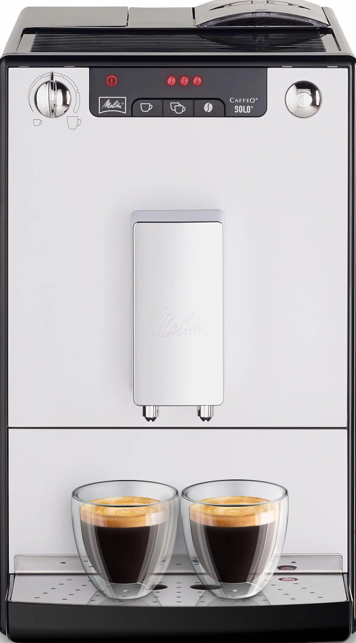 Melitta Caffeo Solo&Milk E953-102, Cafetera Automática con Sistema de Leche, Molinillo, 15 Bares, Café en Grano, Limpieza Automática, Personalizable, Plata