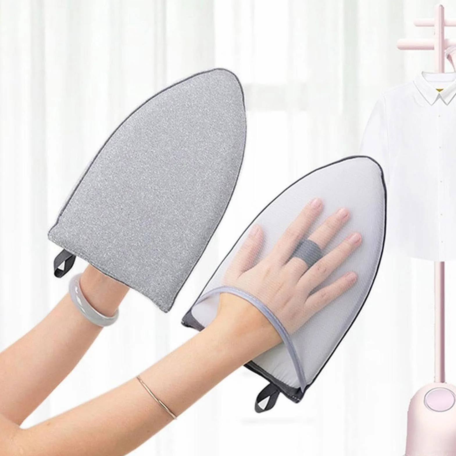 Perchas para Plancha de Vapor, Soporte de Planchado Vertical Telescópico con Guantes de Planchar, Soporte de Mano para Vaporizador de Ropa, Perchas para Planchar Vertical, Soporte de Vapor para Ropa