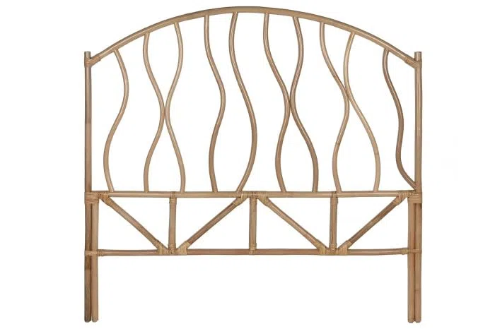 DRW Cabecero Cama 135-150 cm de Ratan Media Luna con Patas 153x4x146 cm