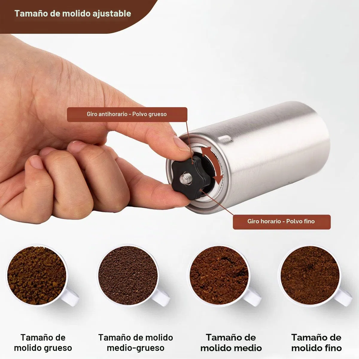 PARACITY Molinillo Cafe Manual,Molino de Café de Acero Inoxidable ,Núcleo de Molienda de Cerámica,Molinillo Café Grosor Ajustable del Café en Polvo,Adecuado Paracafé de Goteo,Expreso,Prensa Francesa.