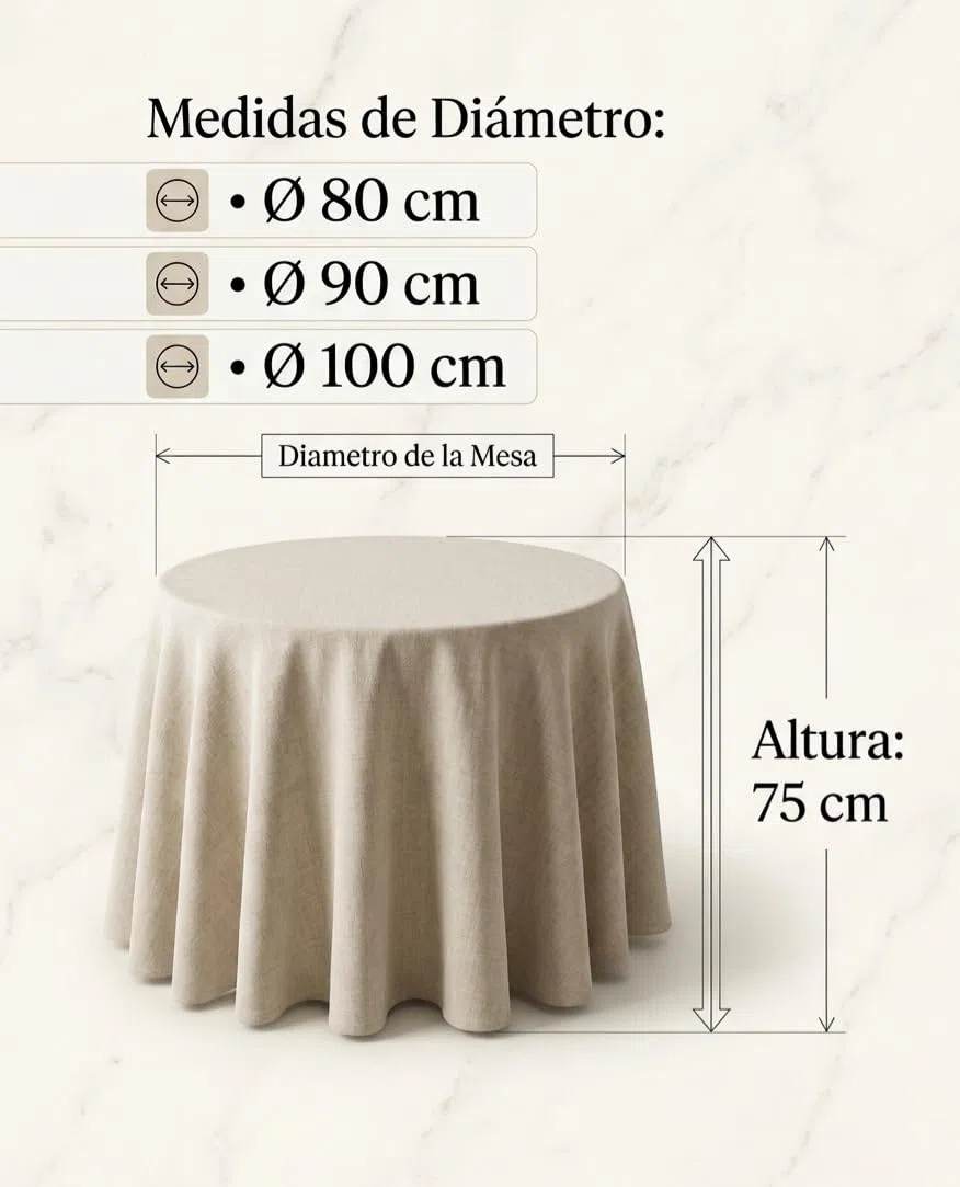 Falda Mesa Camilla Redonda Precio PROMOCIÓN Tejido Primavera Verano De Loneta (Gris Perla) 90 cmts / 240 cmts-con Altura para Mesa 75 cm - 50% Algodón 50% Poliester Fabricado en España