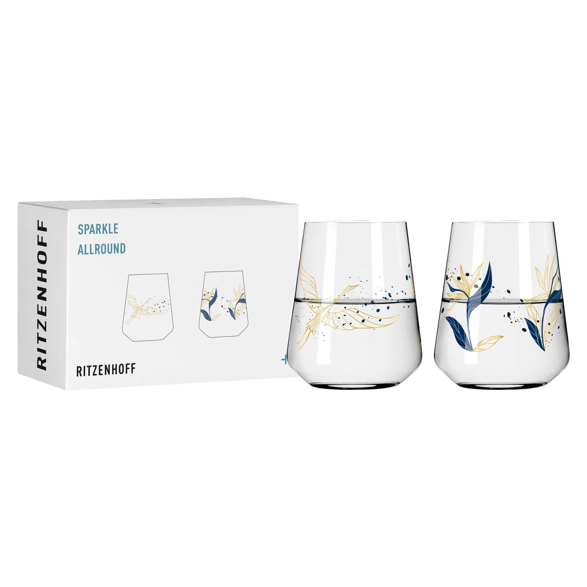 Ritzenhoff 3981001 Juego de 2 vasos universales 500 ml - Sparkle Allround No. 1, motivo con efecto irisado - Made in Germany