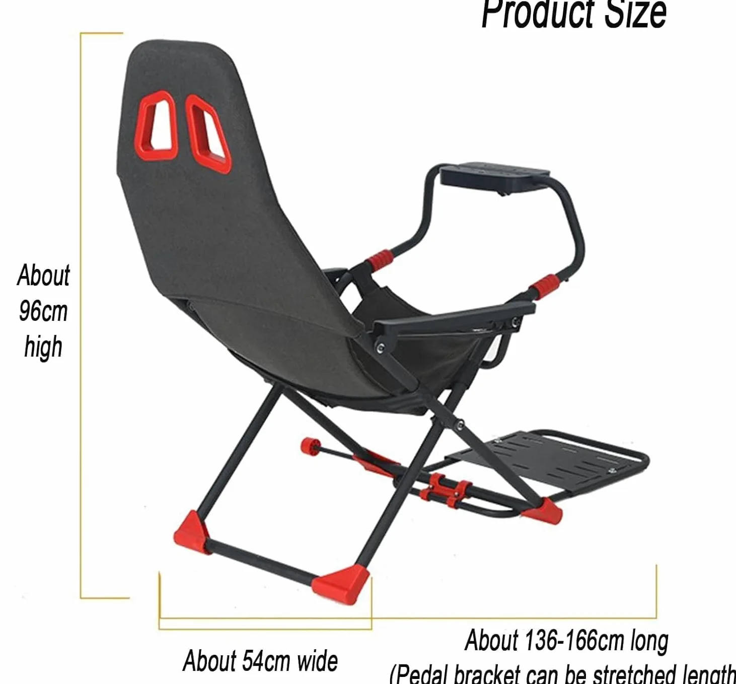 Cabina de simulador de carreras ajustable con asiento ergonómico, soporte de rueda plegable para PC, PS4, PS5, Xbox Series X/S