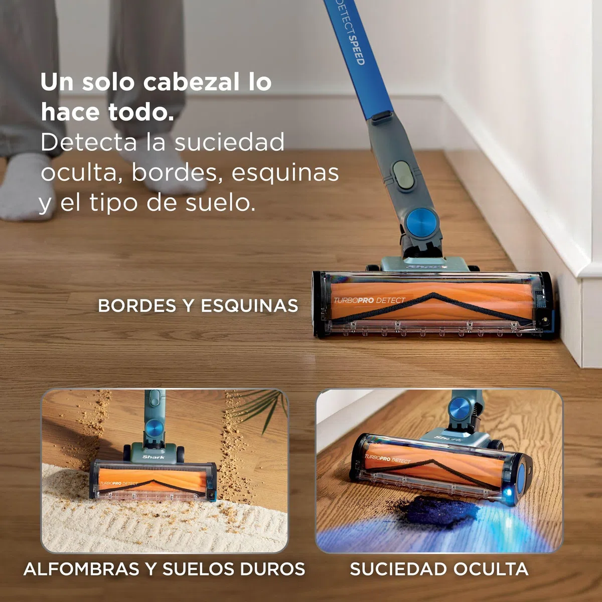 Shark PowerDetect Speed, Aspiradora sin Cable, Salvia Escarchada, IA1243EU | Reverse Clean, Filtro HEPA Antialérgeno, 60 Minutos de Autonomía, Accesorio de Montaje en Pared y Boquilla Estrecha